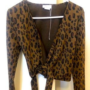 Lovers + Friends Leopard Wrap Top
